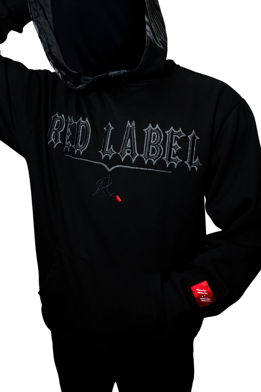 [RED LABEL GARMENTS] BLACK REFLECTIVE WING HEAVYWEIGHT HOODIE