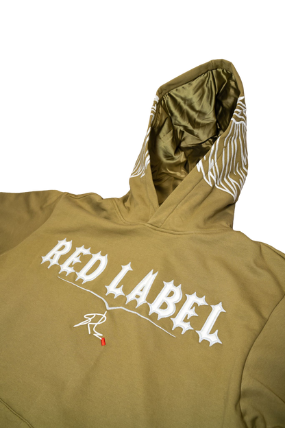 [ RED LABEL GARMENTS] GREEN GLOW IN THE DARK WING HEAVYWEIGHT HOODIE